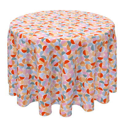Round Tablecloth, 100% Cotton, 60 Round", Vintage Style Abstract