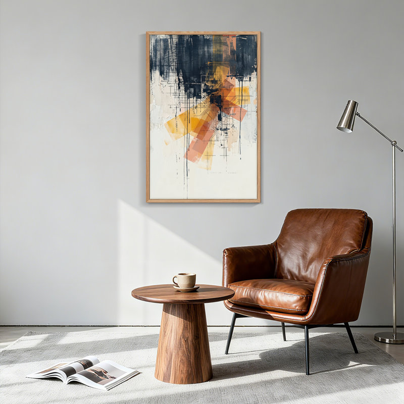 Ensemble d'une toile murale géométrique abstraite, H 24 po x l 18 po, Naturel