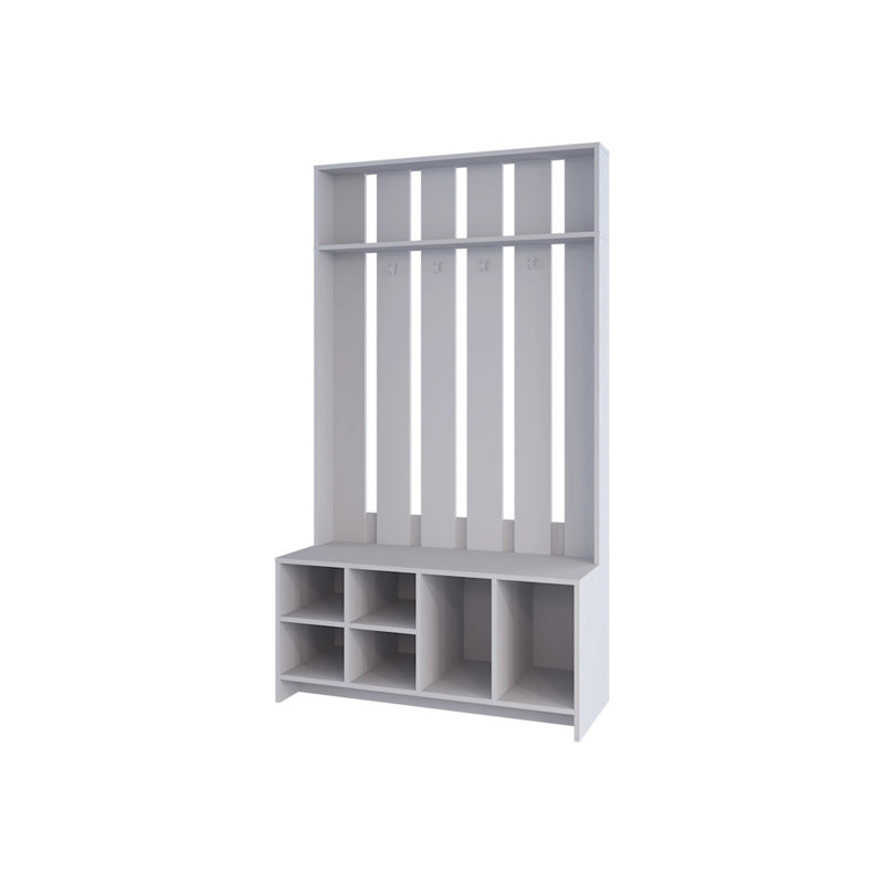 Hall Tree with 7 Shelves, Smoke