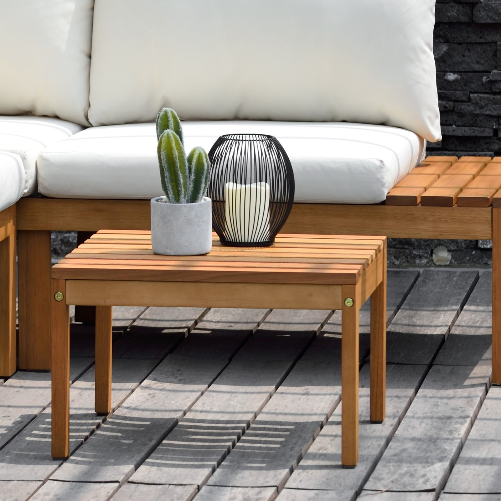 Tempo 4-Person Eucalyptus Patio Seating Group, White Performance