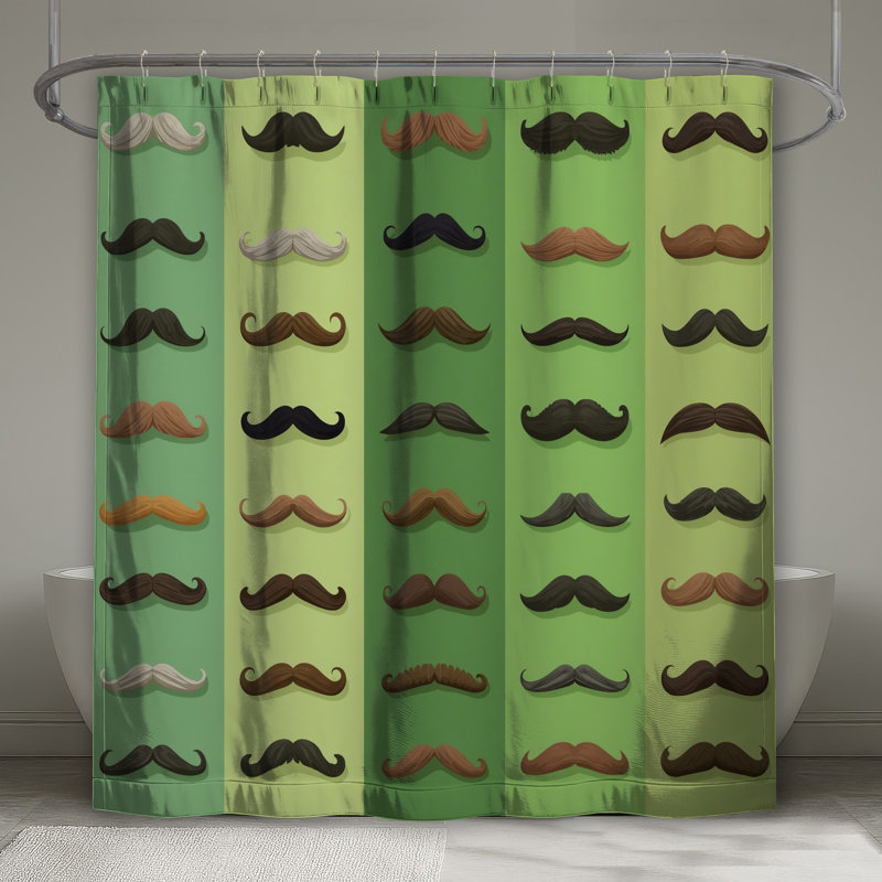 Rideaux de douche à motif moustache, L 70 po x H 84 po