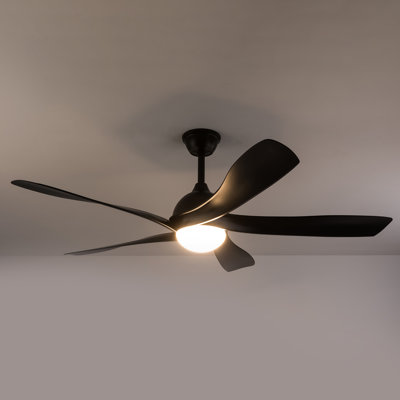 52Inch 5 Blades 3 Color Ceiling Fan Light With Remote Control White