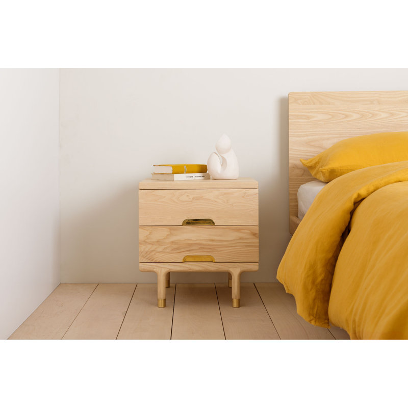 Simple Solid Wood End Table, Natural Wood