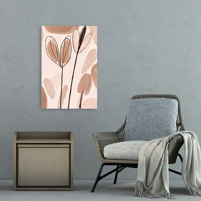 Fleurs douces et organiques, paysage floral abstrait contemporain délicat, impression d'art mural, H 36 po x l 24 po