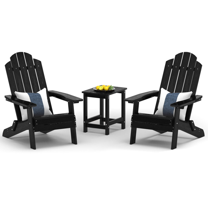 Chaise Adirondack pliante en plastique pour l'extérieur avec table de patio carrée