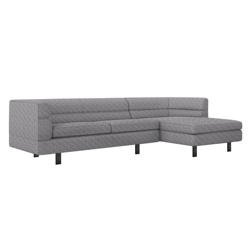 Ornette Chaise Sectional, Right Hand Facing, Black, Cameo 100% Polyester