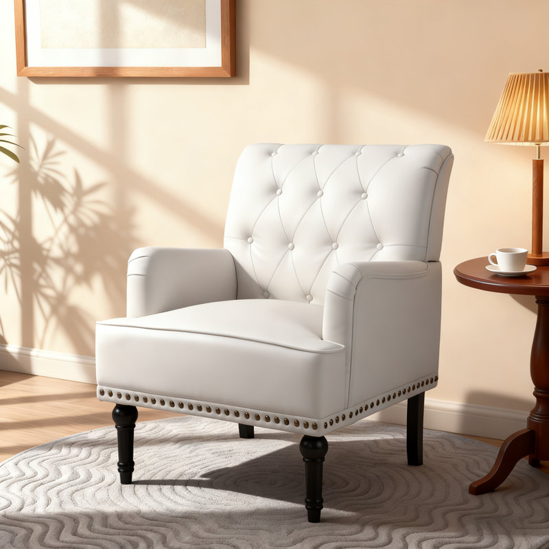 Annalese 28.5'' Wide Modern Leather Armchair, White