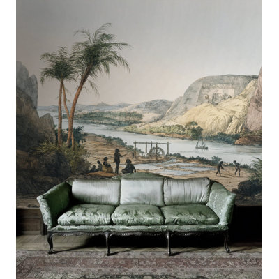 Ancient Rural Life Medieval Landscape Lake View Removable Wallpaper