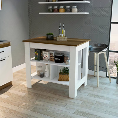 Îlot de cuisine, quatre pieds, trois tablettes