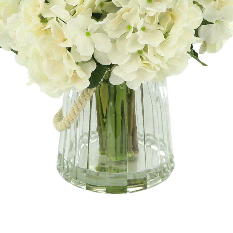 Hydrangea Arrangement in Rope Embellished Vase