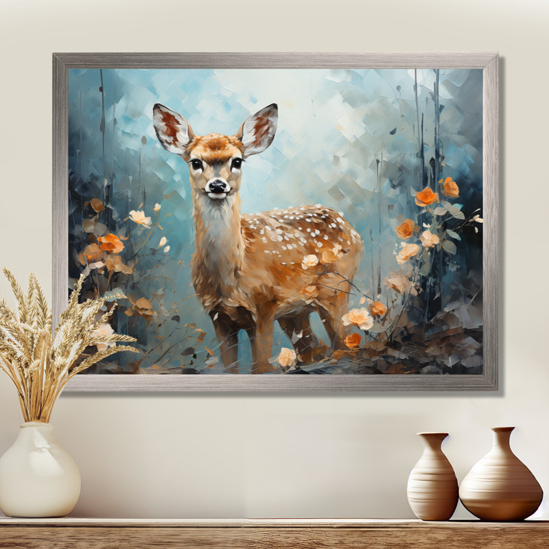 Art sur toile, "Deer Graceful Fawn Collage III", Toile tendue, H 24 po x l 32 po x P 1 po