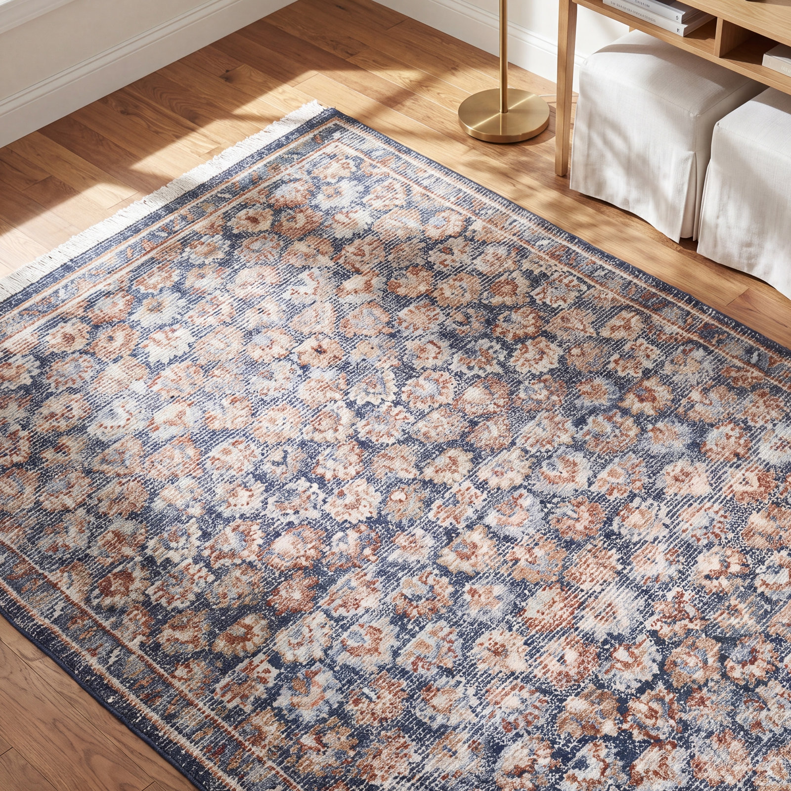 Maeve Hand-Knotted Floral Wool Rug, Rectangle 7'9" x 9'9"