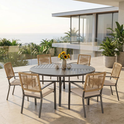 Bilal Round 6 - Person Patio Dining Set With Cushion