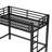 Twin Size Black Metal Loft Bed  With 2 Built-in Ladders-694775941