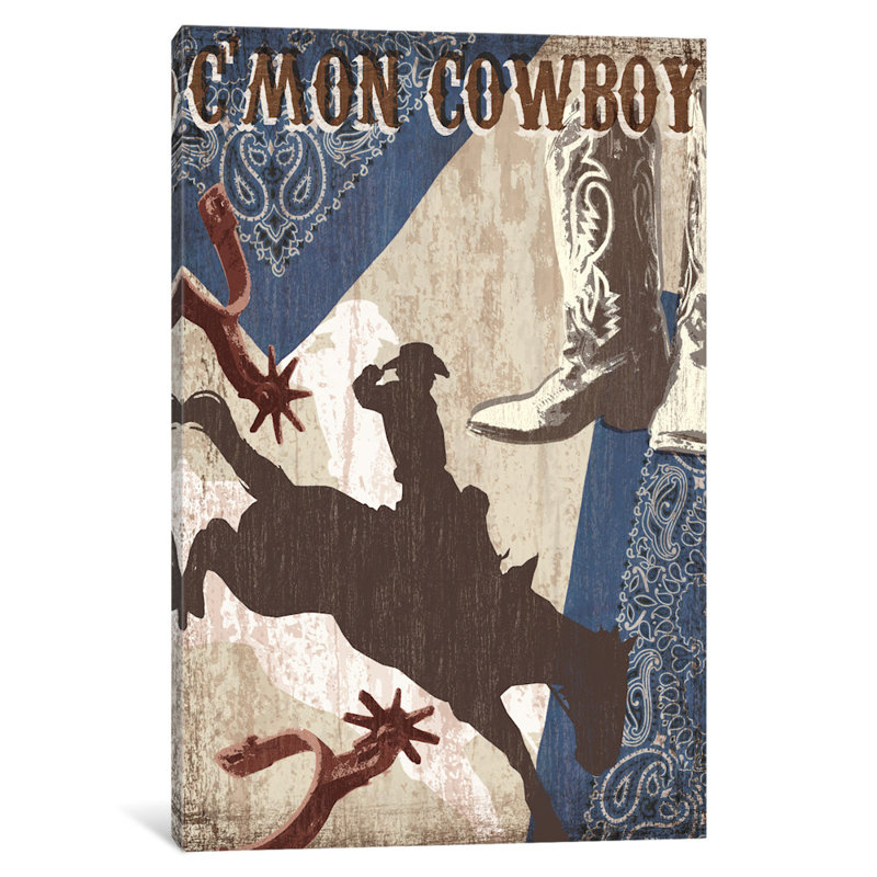 « c’mon cowboy », reproduction d’impression sur toile tendue, H 60 po x l 40po x P 1,5 po, Toile tendue, Pas de tapis