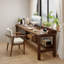 Bureau rectangulaire en bois massif brun noisette-120279286