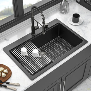 Évier de cuisine en quartz - Évier de cuisine à poser 33 po x 22 po