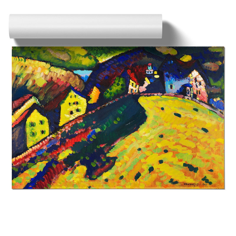 Houses At Murnau by Wassily Kandinsky - No Frame Painting, 42cm H x 59cm W x 0.1cm D