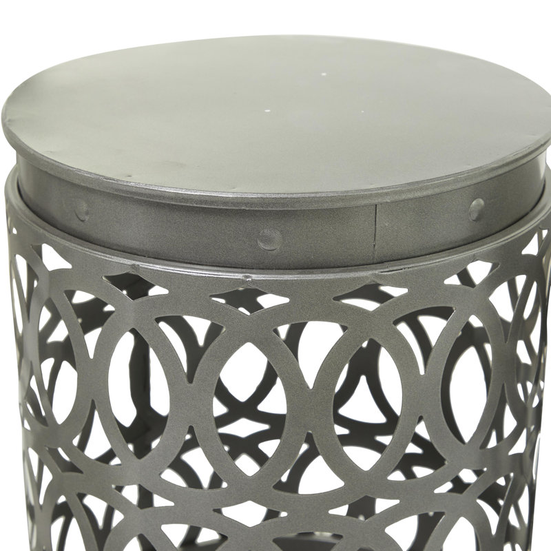 Table d'appoint emboîtable en métal pour l'extérieur, Gris / blanc