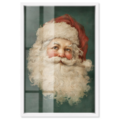 Père Noël, décoration murale de Noël en boîte-cadre par Art Remedy, cadre blanc, 11 x 16
