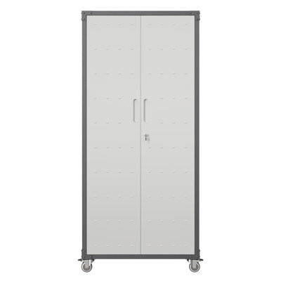 71" Metal Garage Storage Cabinet With Wheels - Heavy-Duty Tool Storage Cabinet For Home, Office, School, And Garage Organization/Gray