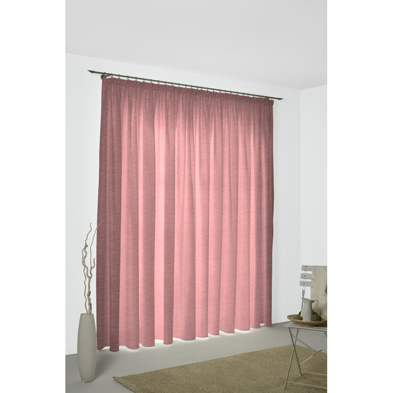 Polyacrylic Opaque Pinch Pleat Curtain Panel, Pink, 132cm Width x 375cm Drop