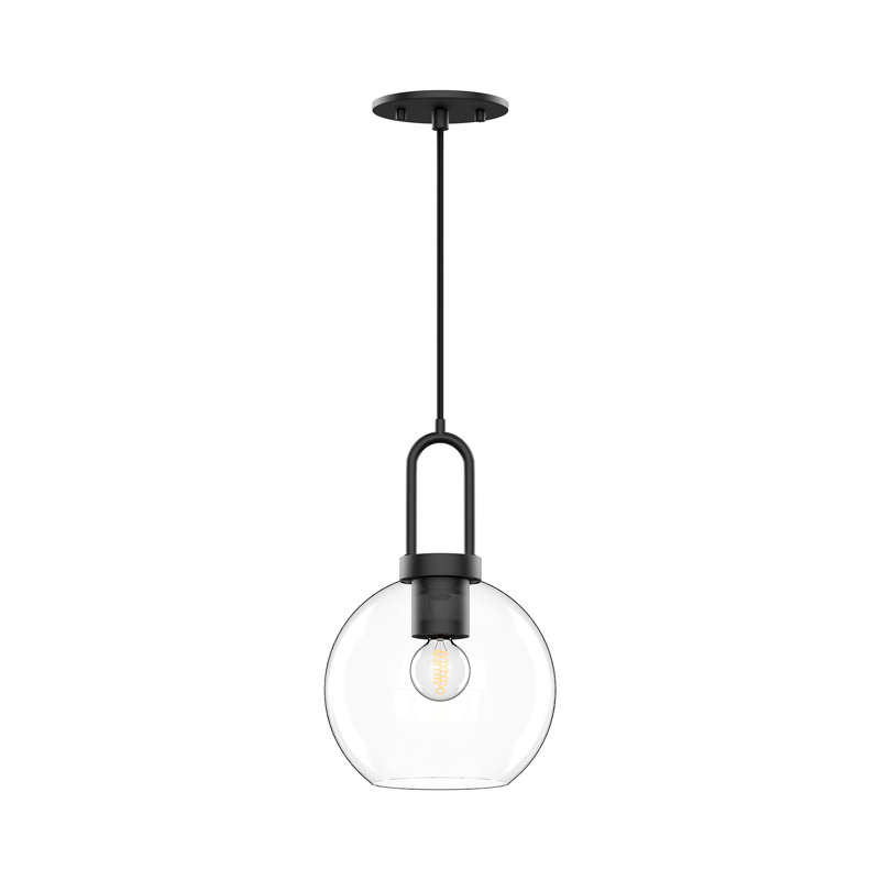 Mini Matte Black and Clear Glass Globe Pendant Light
