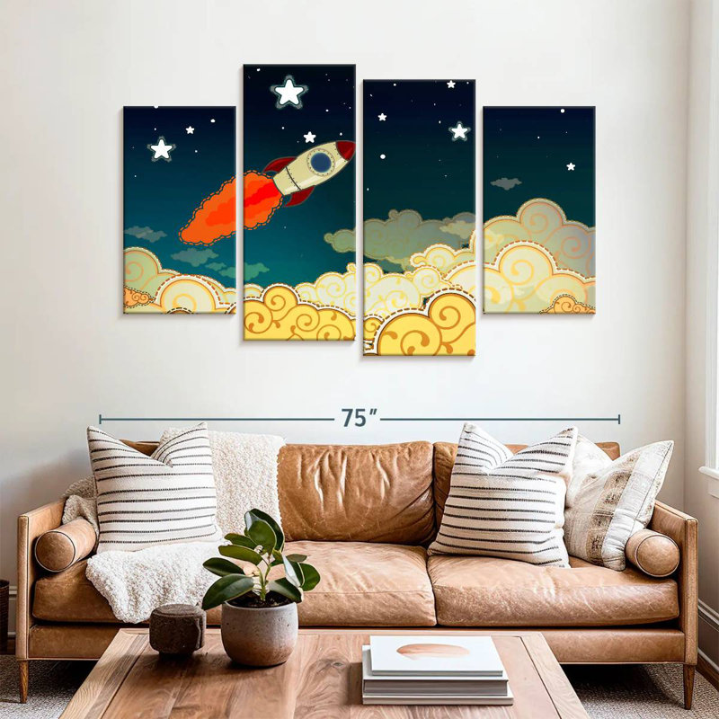 Oberle Cartoon Space Rocket, 42" H x 68" W