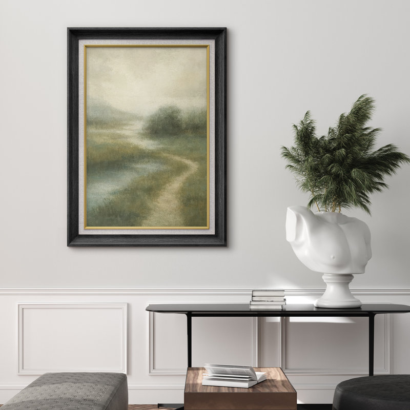 Œuvre encadrée de qualité supérieure - impression de paysage rétro pour décor de salon - 26 po x 36 po, Noir