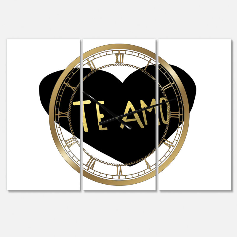 Horloge murale Te Amo - Large Glam 3 Panels