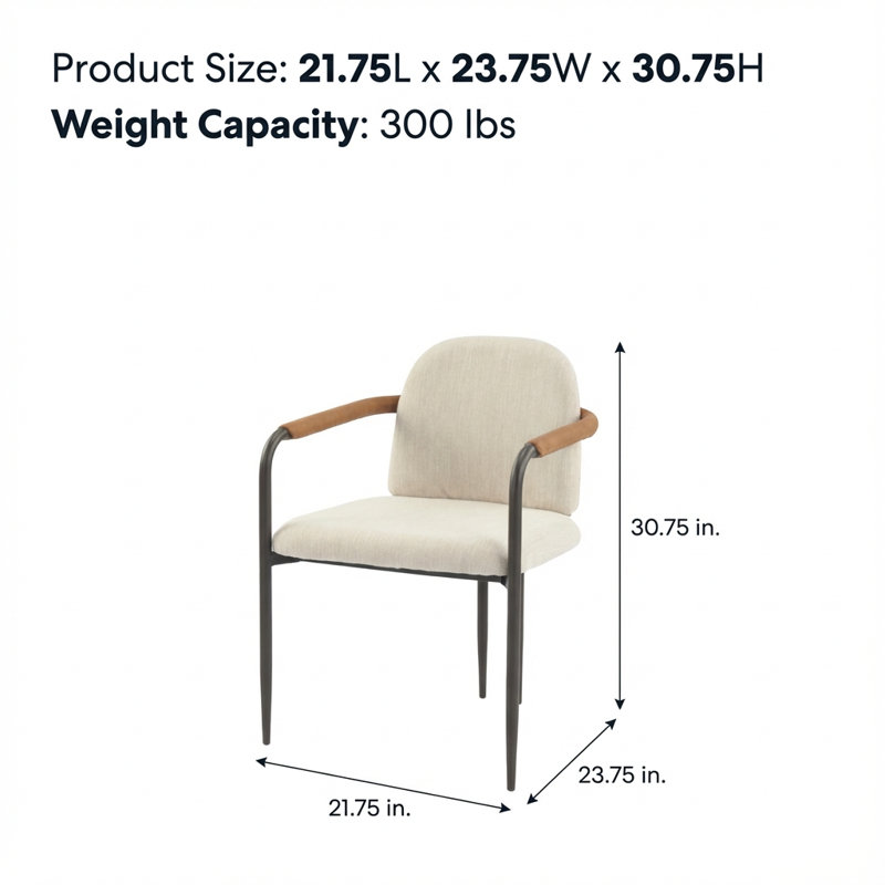 Ensemble de 2 chaises de salle à manger avec cadre en fer Modern Modern, Beige