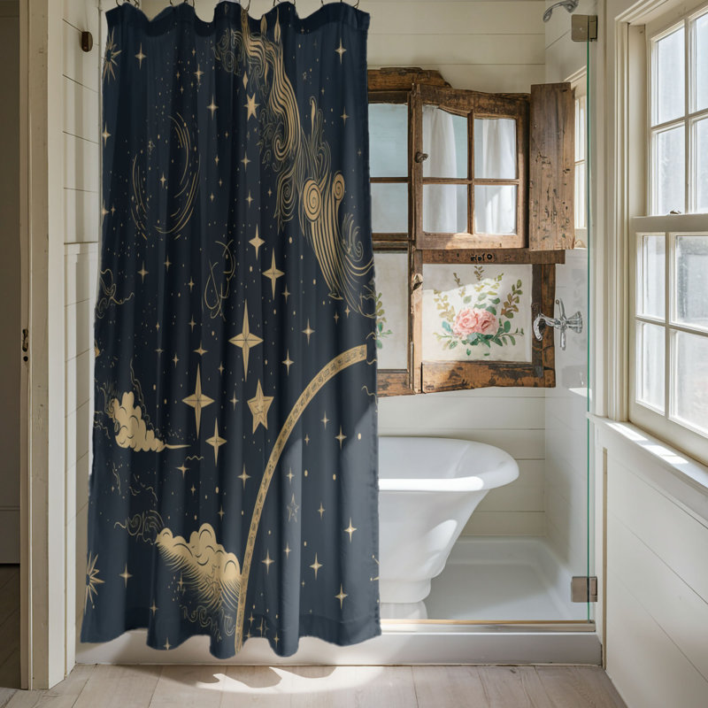 Greydon Abstract Shower Curtain, 74"H x 71"W