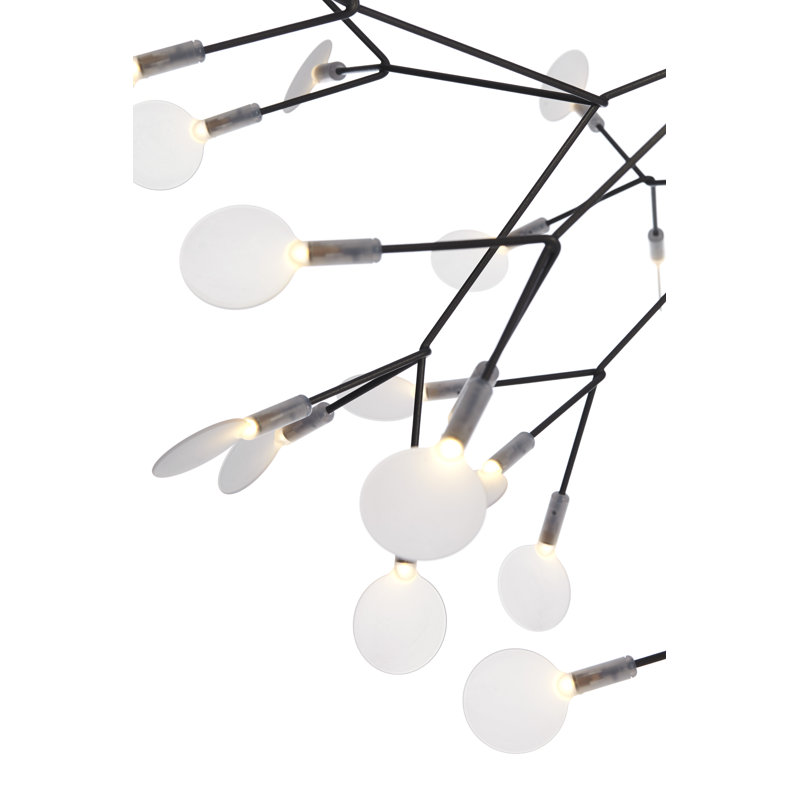 Heracleum III LED Chandelier, Nickel, 25.6" H x 38.6" W x 38.6" D, 157.5"