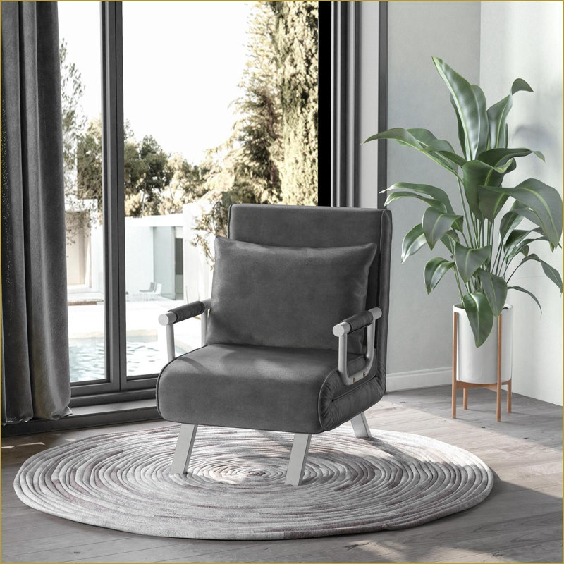 Canapé-lit convertible à 5 positions HOMcom - Fauteuil-lit pliant avec coussin Structure en acier | Gris foncé | Tissu