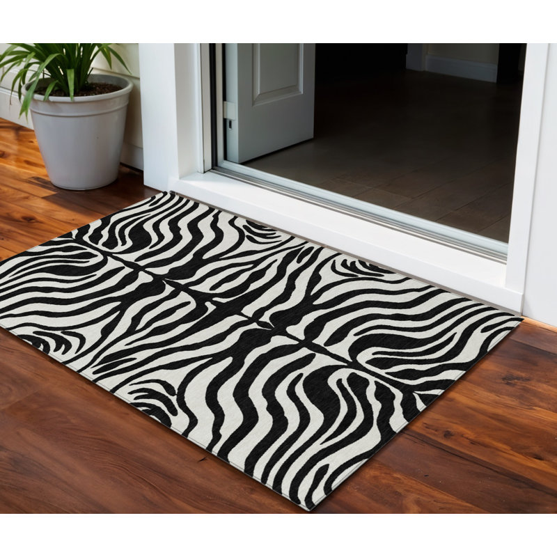 Tapis intérieur lavable noir 3 pi x 5 pi