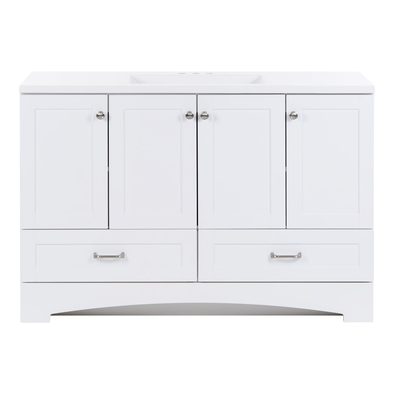 Ensemble de meuble-lavabo sur pied simple 48,5 avec plateau Emlyn, Blanc