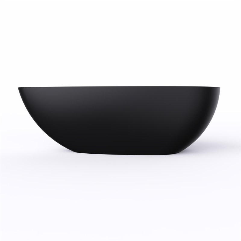Baignoire de trempage autoportante à surface solide de 66,9 pouces pour salle de bain, Black