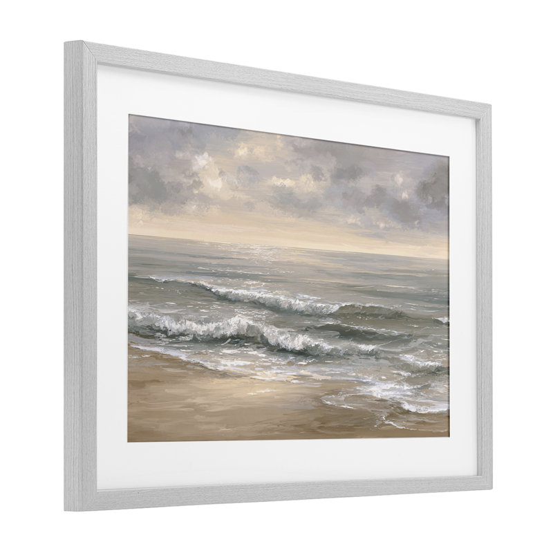 «Soft Rolling Beach Waves», reproduction sous verre encadrée, design par Jacky Ngan, H 17 po x l 23 po