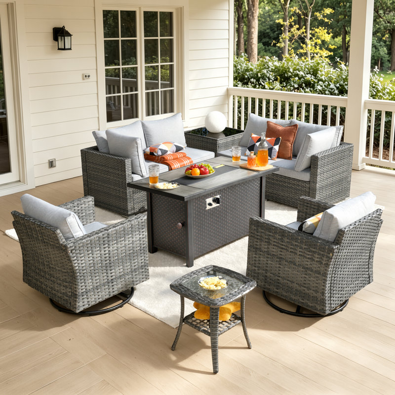 Ensemble de conversation modulaire avec coussins Hop, Gris clair, 2