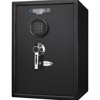 Large 1.45 Cubic Ft Safe, Black, With Electronic Lock And Battery Indicator For Convenience 2 Unique Pin Codes Security