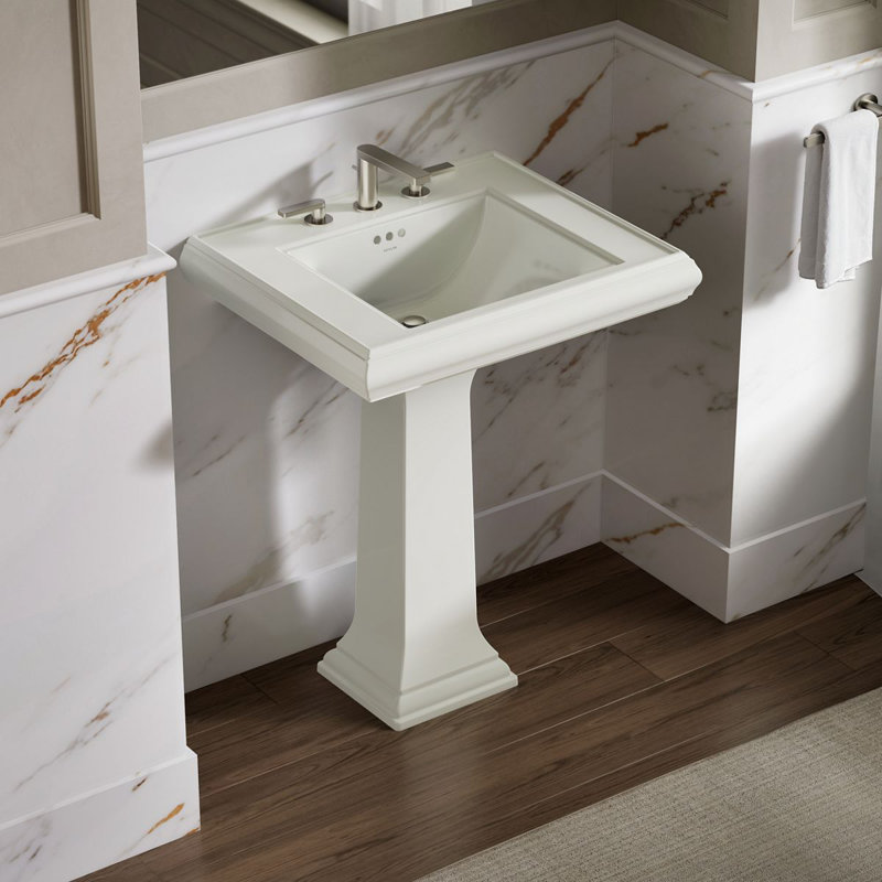 Memoirs Classic 27-1/4" rectangular pedestal bathroom sink, Dune, 8" Centers