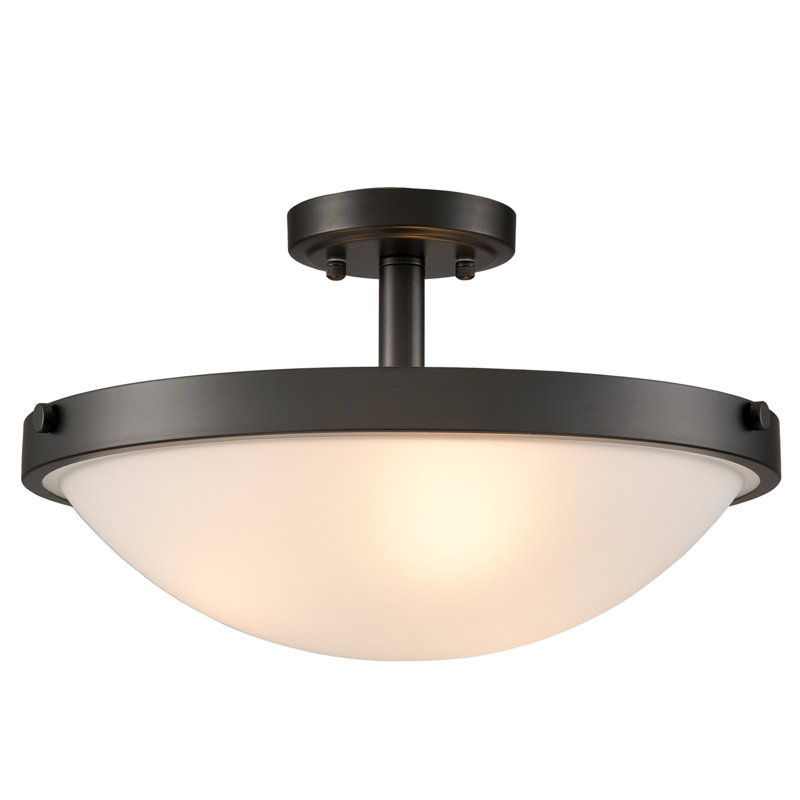 3-Light Black Ceiling Light With Frosted Glass Shade