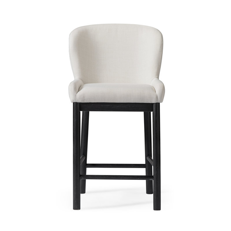 Maven Lane Gia Stool Upholstered With Canvas Fabric, White Oak, Extra Tall (39.76" H Seat Height)