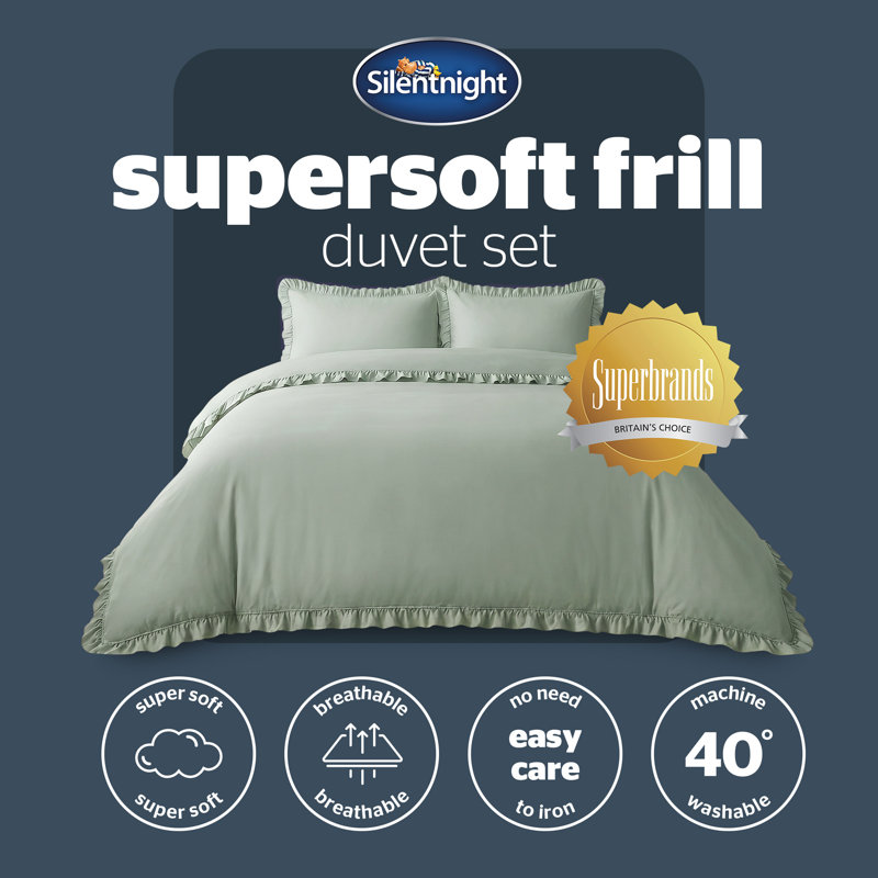Silentnight Supersoft Duvet Cover Set Frill Edge, Double, Sage
