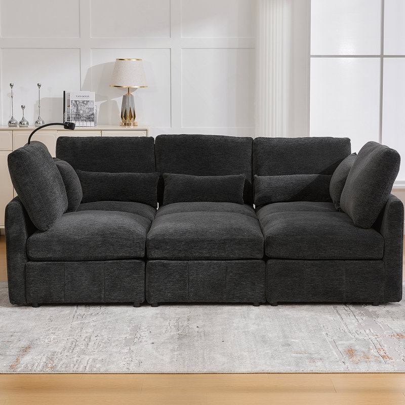 Canapé modulaire Modern, Chenille noir