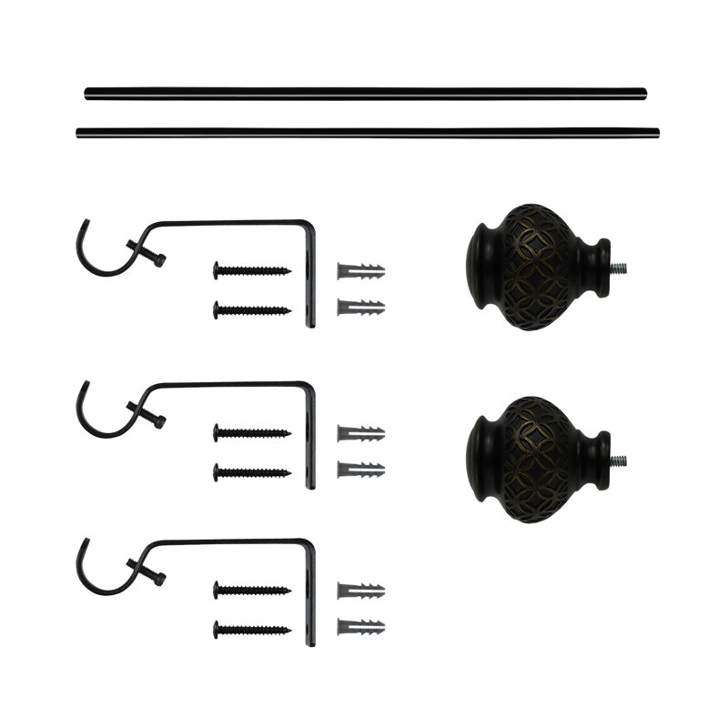 Fer Thadine réglable 0,75 po, H 2,36 po x l 89,66 po x P 2,36 po, Noir