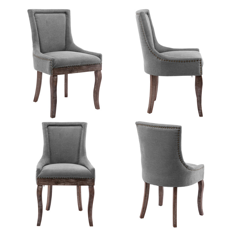 Buckhalt 20.8'' H Velvet Upholstered Dining Chair, Gray