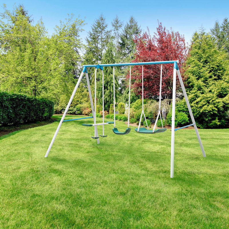 OneConcept Metal Swing Set with 3 Swing(s), Blue