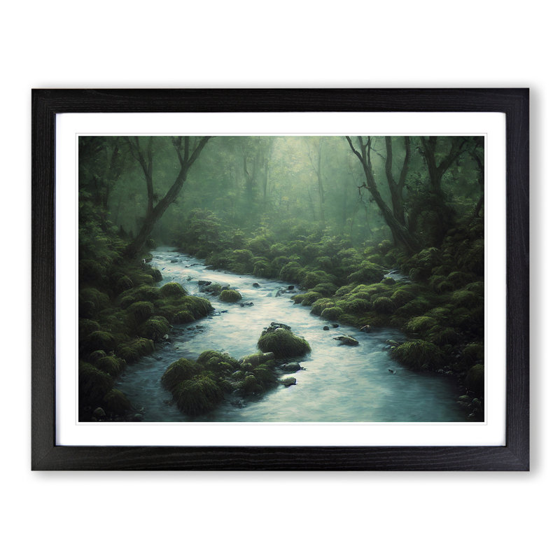 Amazing Forest Stream - Framed Print, Black, 46cm H x 64cm W x 2cm D