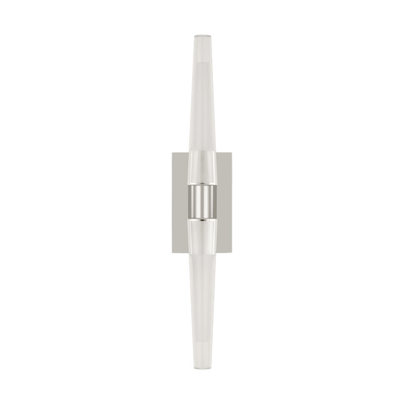Sean Lavin Lassell 2-light single short wall sconce in polished nickel finish with crystal shades, Polished Nickel